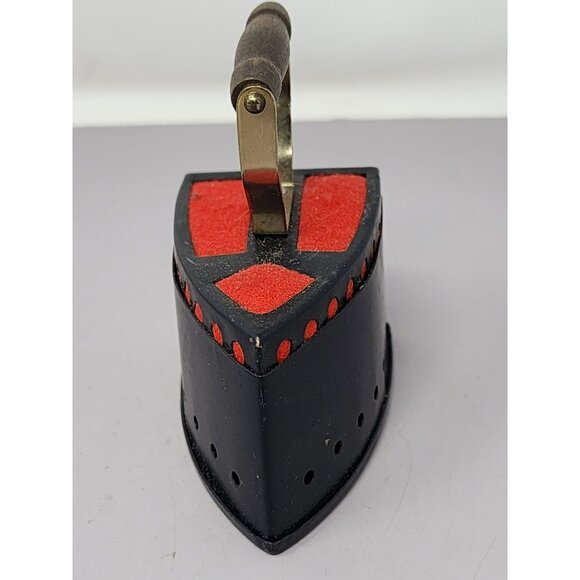 Vintage Japanese Decorative Mini Iron Pin Cushion Wooden Handle Red Felt Accents - Picture 2 of 9